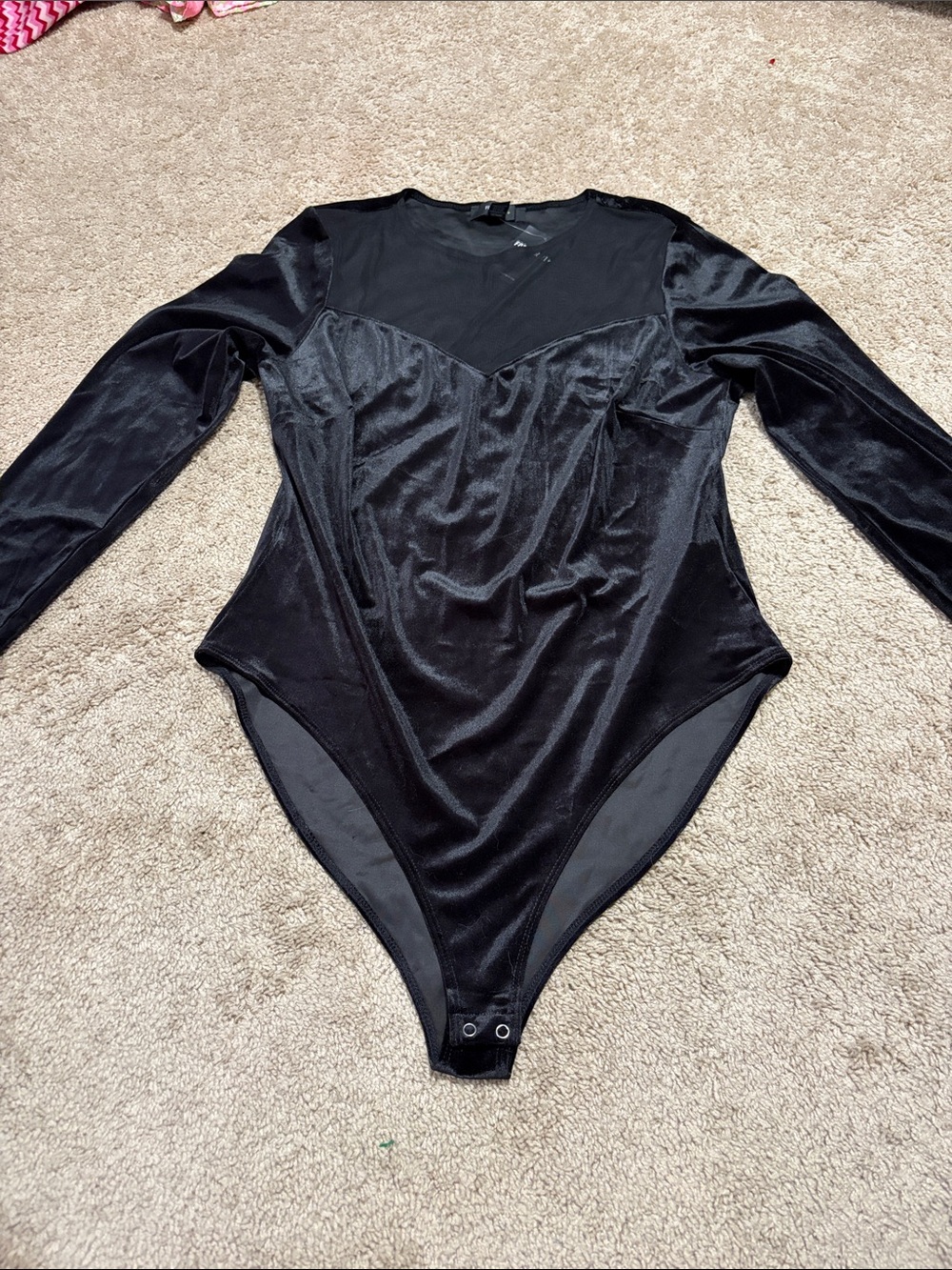 Forever 21 Plus Black Velour Bodysuit NWT Size 1X